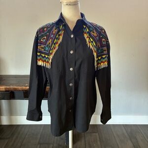 Vintage Southwest Canyon Aztec Western Beaded Shirt - Size Small